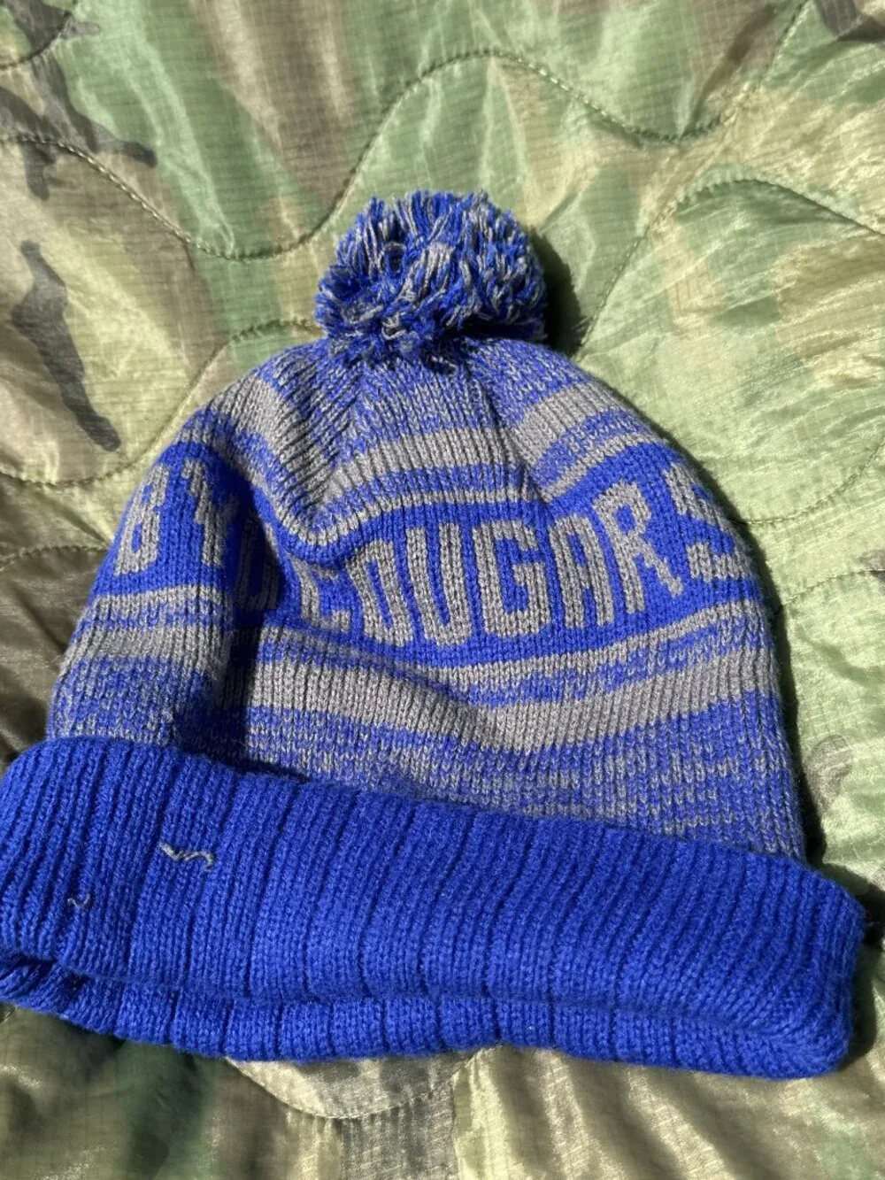 BYU Cougars Pom Beanie Blue Gray - One Size